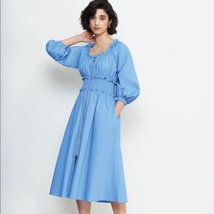 Kitri Puffy Sleeve Feminine Midi Dress